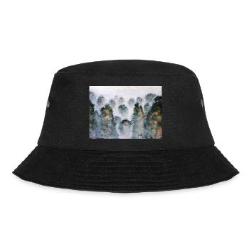 Mystical Forest Thailnad Mountains Watercolors - Bucket Hat - black - Front - Lela (165cm)