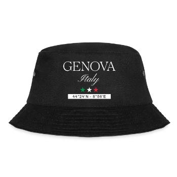 Genua Italien Souvenir – Reise minimalistisch - Bucket Hat - Schwarz - Vorne