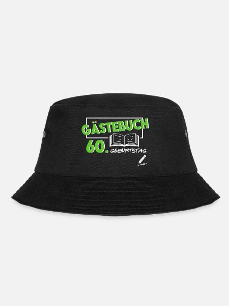 Gästeliste Gästebuch 60. Geburtstag Geschenk - Bucket Hat - Schwarz