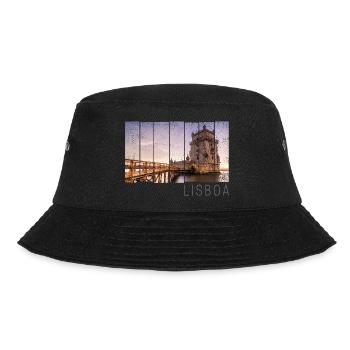 Lissabon Portugal Retro Torre de Belém Souvenir - Bucket Hat - Schwarz - Vorne