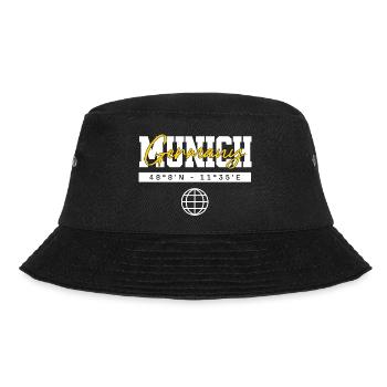 München Deutschland Koordinaten Reise Souvenir - Bucket Hat - Schwarz - Vorne