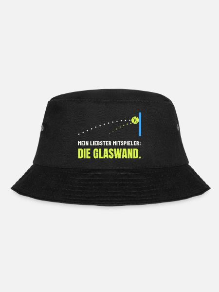 Padel Spruch: Mein Mitspieler die Glaswand - Bucket Hat - Schwarz