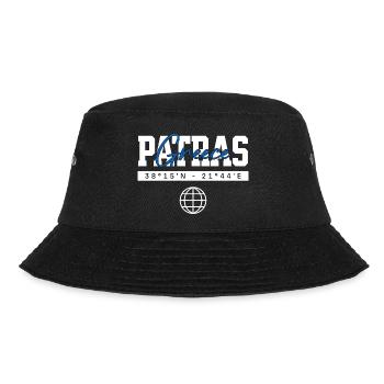 Patras Griechenland Koordinaten Reise Souvenir - Bucket Hat - Schwarz - Vorne