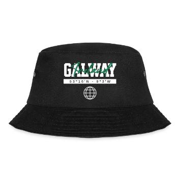 Galway Irland Koordinaten Reise Souvenir - Bucket Hat - Schwarz - Vorne