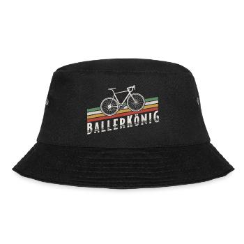 BALLERKÖNIG FAHRRAD RADFAHRER RENNRAD SPRUCH - Bucket Hat - Schwarz - Vorne - Lela (165cm)