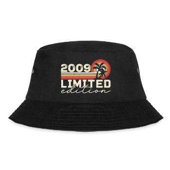 Jahrgang 2009 Retro 2009 Jubiläumsgeschenk - Bucket Hat - Schwarz - Vorne - Lela (165cm)