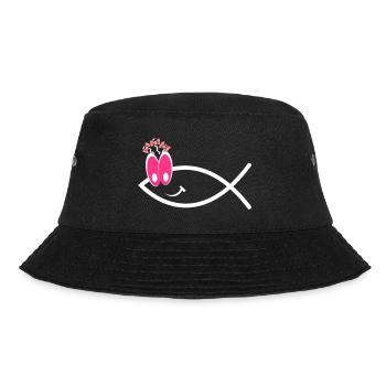 Ichtys Face Girl - Symbol - Christian - Women - Bucket Hat - black - Front - Lela (165cm)