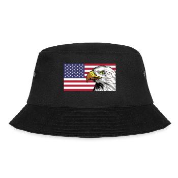 Amerika Flagge mit Adler personalisierbar - Bucket Hat - Schwarz - Vorne - Lela (165cm)