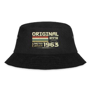 Retro 1963 Original Jahrgang 1963 Geburtstagsgeschenk - Bucket Hat - Schwarz - Vorne - Lela (165cm)