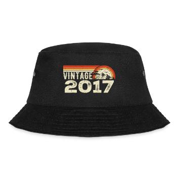 Jahrgang 2017 Geburtstagsgeschenk 2017 Retro 2017 - Bucket Hat - Schwarz - Vorne - Lela (165cm)