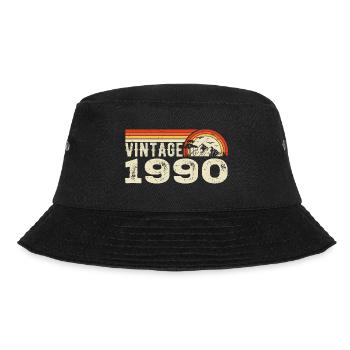 Jahrgang 1990er Geburtstagsgeschenk 1990er Retro 1990er Jahre - Bucket Hat - Schwarz - Vorne - Lela (165cm)