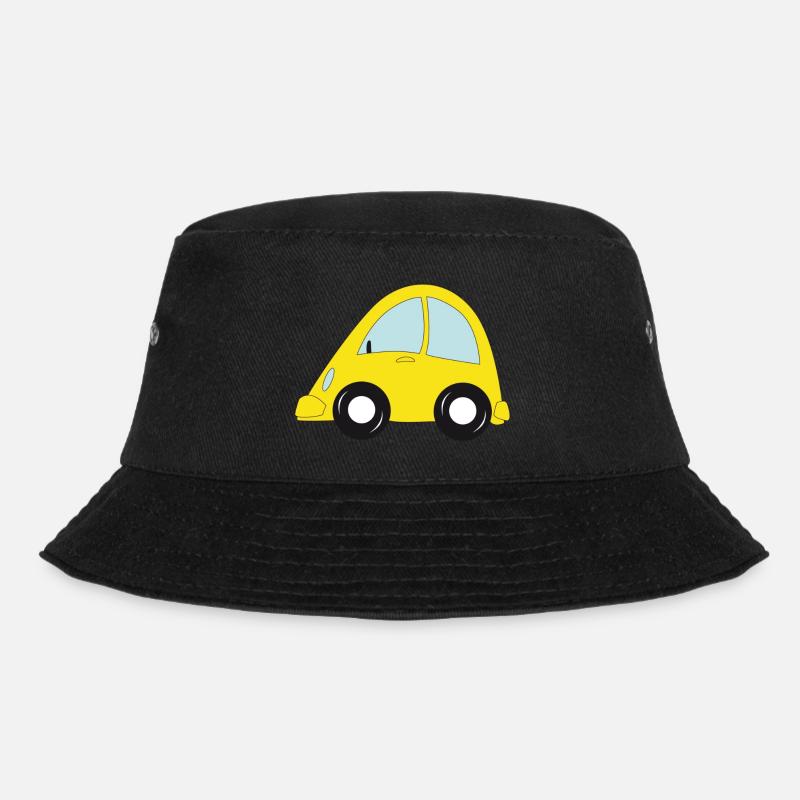 yellow car - Bucket Hat - black