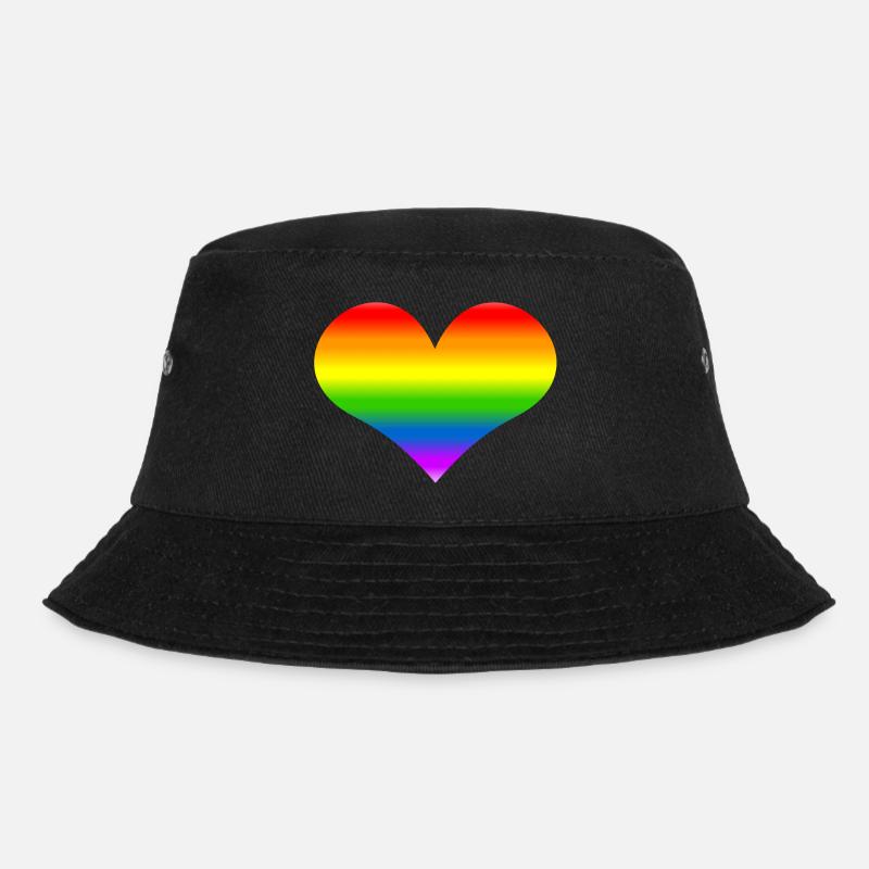 Rainbow Heart Rainbow - Bucket Hat - black