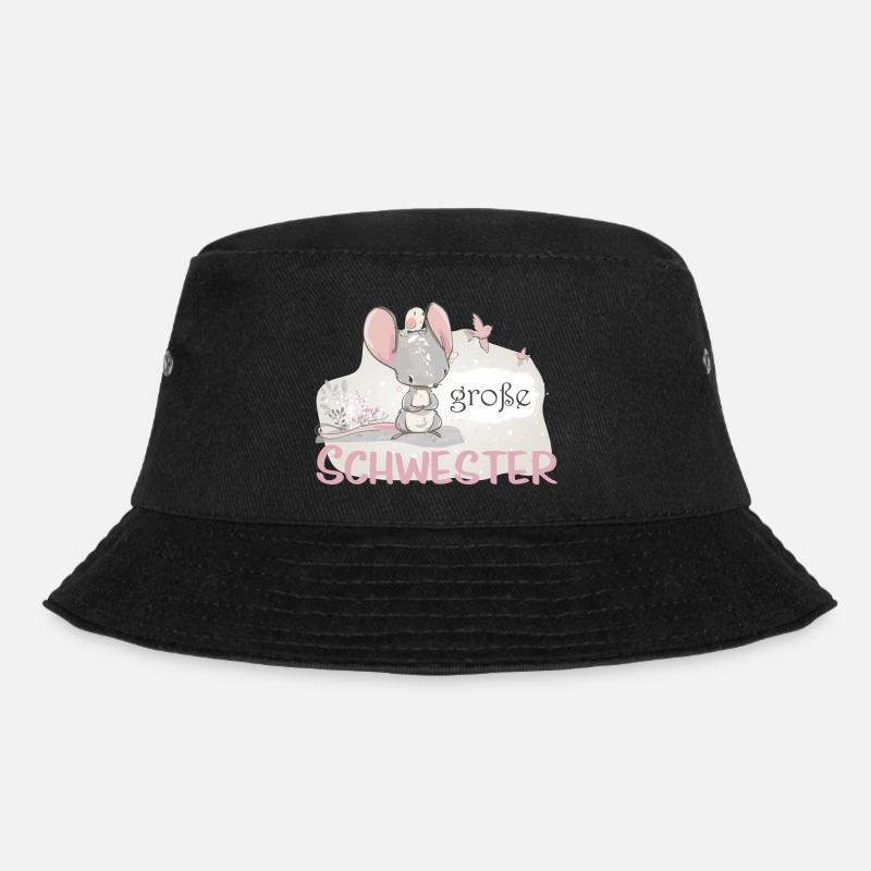 große Schwester Einhorn Maus Vogel - Bucket Hat - Schwarz