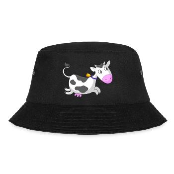 Galloping cartoon cow - Bucket Hat - black - Front - Lela (165cm)