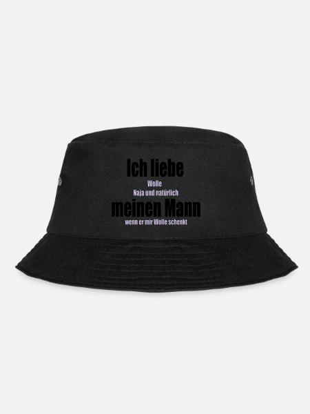 Ich liebe meinen Mann Wolle Stricken Häkeln Nähen - Bucket Hat - Schwarz