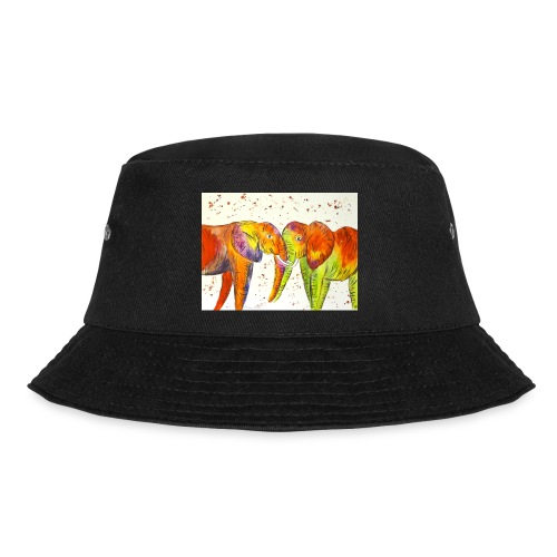 Colourful Elephants Kissing - Bucket Hat