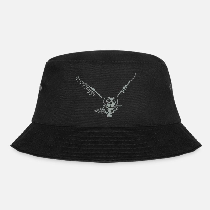 Eule - Bucket Hat - Schwarz
