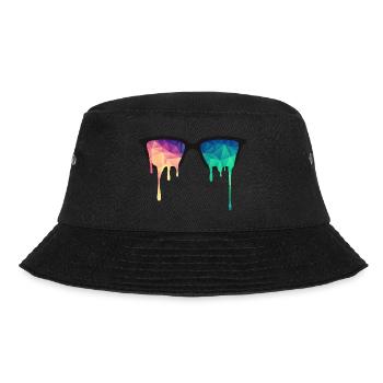 Psy Nerd Brille mit LSD Farb-Tropfen / Dreiecken - Bucket Hat - Schwarz - Vorne - Lela (165cm)