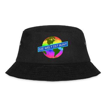 die welt ist bunt komtinente auf regenbogenfarben - Bucket Hat - Schwarz - Vorne - Lela (165cm)