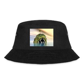 Meeresungeheuer, Seeungeheuer, Insel - Bucket Hat - Schwarz - Vorne - Lela (165cm)