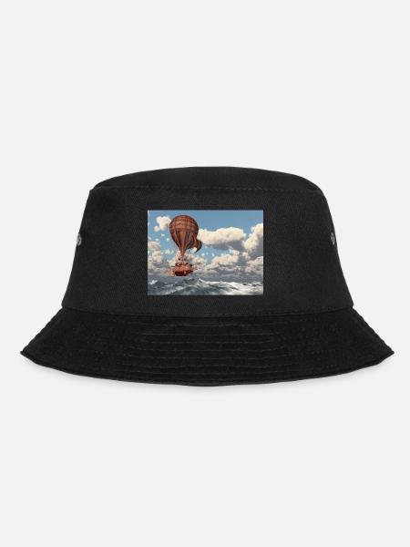 Montgolfière fantaisie au-dessus de la mer - Bob - noir