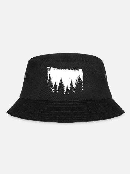 Wald - Bio Baumwolle T-Shirt Natur - Bucket Hat - Schwarz