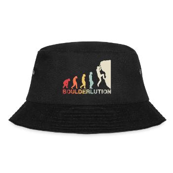 Bouldern Klettern Evolution Bergsteiger Vintage - Bucket Hat - Schwarz - Vorne - Lela (165cm)