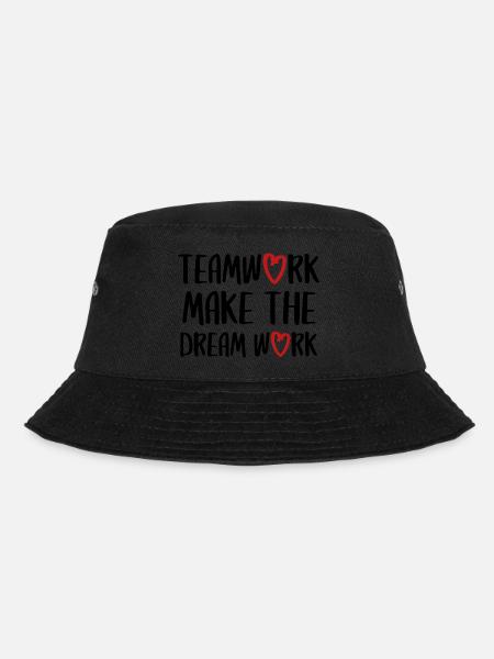 teamwork dream work Teamgeist Team Spruch - Bucket Hat - Schwarz