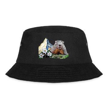 Scherenschnitt Alpen Matterhorn Murmeltier - Bucket Hat - Schwarz - Vorne - Lela (165cm)
