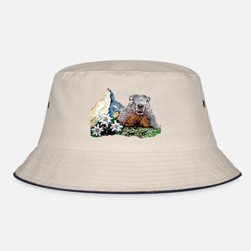 Scherenschnitt Alpen Matterhorn Murmeltier Bucket Hat