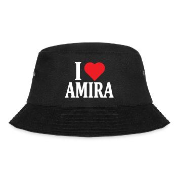 T-Shirt Ich liebe Amira T-Shirt Geschenk - Bucket Hat - Schwarz - Vorne - Lela (165cm)