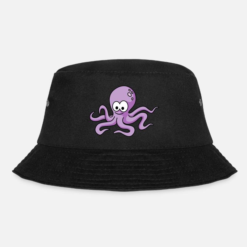 Krake Comic Tier - Bucket Hat - Schwarz