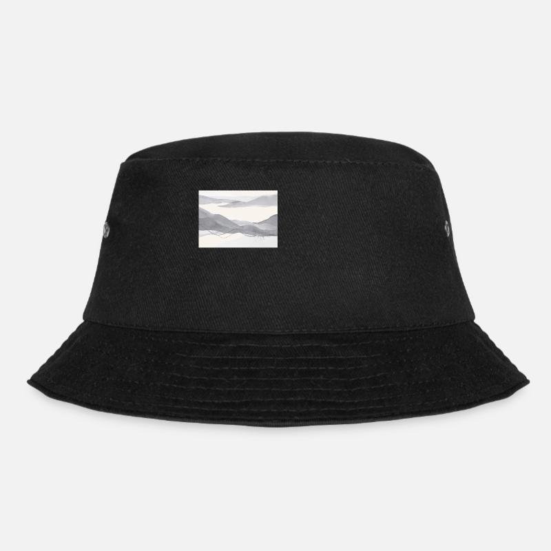 Warm Grey Abstract Landscape - Bucket Hat - black