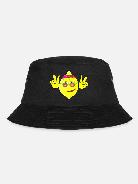 Flower Zitrone - Bucket Hat - Schwarz