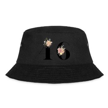 Blumen zum 46-jährigen Jubiläum (Geschenk von 46 Jahren) - Bucket Hat - Schwarz - Vorne - Lela (165cm)