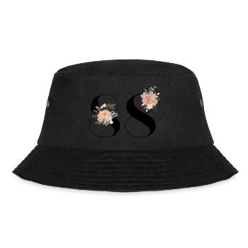 Blumen zum 88-jährigen Jubiläum (Geschenk von 88 Jahren) - Bucket Hat - Schwarz - Vorne - Lela (165cm)