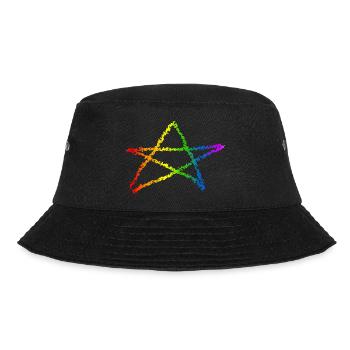 Pentagramm Regenbogen Farben gothic goth okkulte - Bucket Hat - Schwarz - Vorne - Lela (165cm)