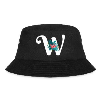 Buchstabe W geblüht - Bucket Hat - Schwarz - Vorne - Lela (165cm)
