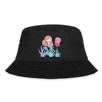 Little Sirene with her octopus friend - Bucket Hat - black - Front - Lela (165cm)