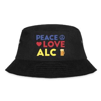 Peace Love Alcohol Geschenk - Bucket Hat - Schwarz - Vorne - Lela (165cm)