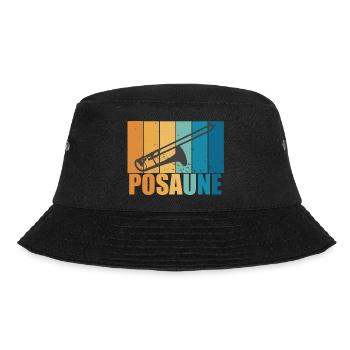 Posaune Vintage Musiker Instrument Geschenk - Bucket Hat - Schwarz - Vorne - Lela (165cm)
