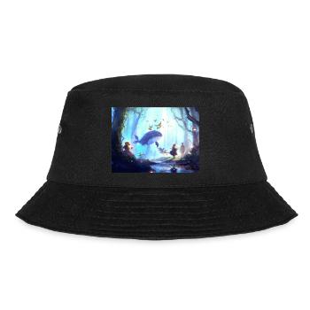 Mädchen im magischen Wald, umgeben von Tieren - Bucket Hat - Schwarz - Vorne - Lela (165cm)