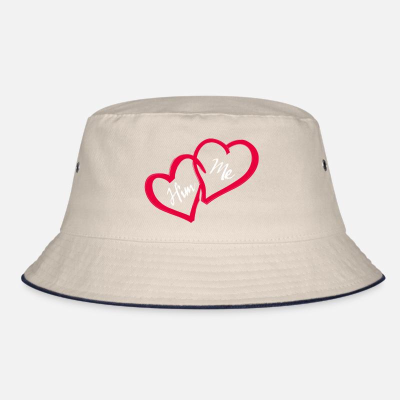 Linked hearts Him me Bucket Hat