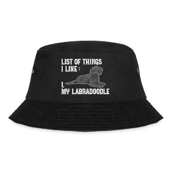 Labradoodle Hund - Bucket Hat - Schwarz - Vorne - Lela (165cm)