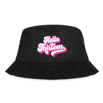 13th Birthday Gift, Hello Thirteen, 13 Years Old - Bucket Hat - black - Front - Lela (165cm)