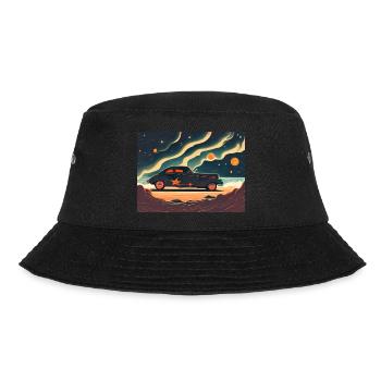 Retro poster with hot rod at night - Bucket Hat - black - Front - Lela (165cm)