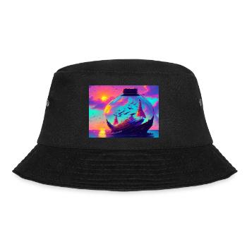 Ship in the round bottle colorful - Bucket Hat - black - Front - Lela (165cm)