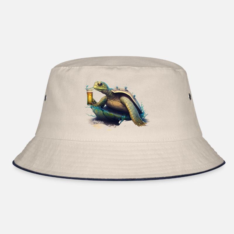 Coole Schildkröte Surft im Meer mit Bier Bucket Hat
