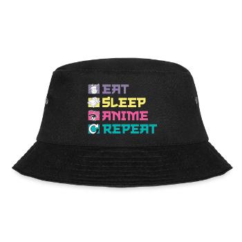 Eat, Sleep, Anime, Repeat - Bucket Hat - black - Front - Lela (165cm)